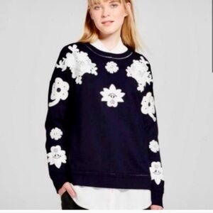 Victoria Beckham Navy Wht Long Sleeve Top 3X Plus